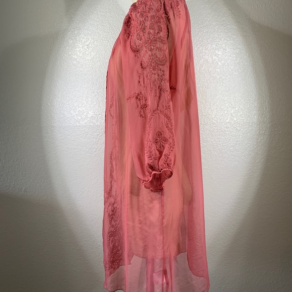 4 Love & Libery Linea Silk Chiffon Tunic in Java Pink M NWT - Picture 6 of 8